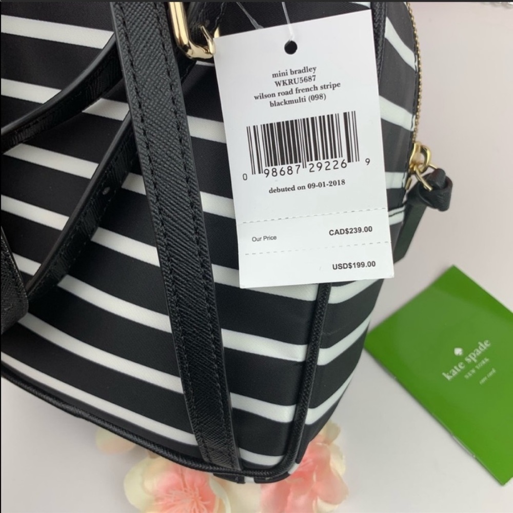 Kate Spade French Stripe Mini Bradley Backpack - Picture 7 of 8